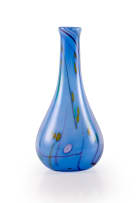 Liz Lacey; Lilac baluster-form glass vase with coloured cane and millefiori inclusions
