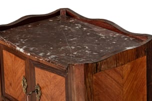 Louis XV style kingwood, marble and brass-mounted bedside cabinet, 19th century