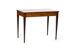Edwardian Louis XVI style parquetry writing table, early 20th century