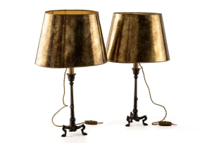 Pair of cast iron table lamps, late 19th century