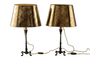 Pair of cast iron table lamps, late 19th century