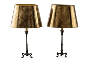 Pair of cast iron table lamps, late 19th century