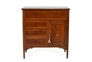Georgian style mahogany and inlaid cabinet, 19th century