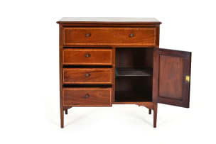 Georgian style mahogany and inlaid cabinet, 19th century