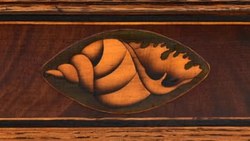 Georgian style oak and mahogany inlaid chest of drawers, 20th century