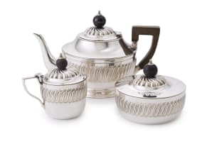 A Victorian silver-plated three-piece tea set, John Sherwood & Sons, Birmingham, 1858-1896