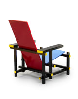 Gerrit Rietveld; Pair of 'Red and Blue' armchairs after a 1918 design by Gerrit Rietveld, Netherlands