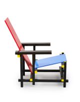 Gerrit Rietveld; Pair of 'Red and Blue' armchairs after a 1918 design by Gerrit Rietveld, Netherlands
