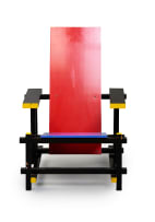 Gerrit Rietveld; Pair of 'Red and Blue' armchairs after a 1918 design by Gerrit Rietveld, Netherlands
