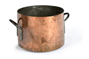 Large two handled copper cooking pot, 19th century