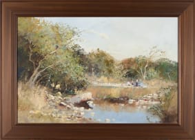 Adriaan Boshoff; River Scene with Figures