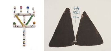 Unrecorded artist, Ndebele; Izitshingwane (Telephone Pole Dancing Stick); Abstract Composition, two