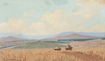 Willem Hermanus Coetzer; Landscape with Huts