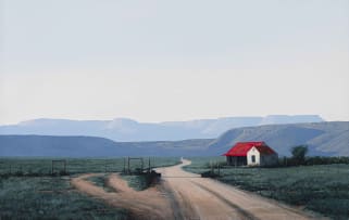 Peter Bonney; House with Red Roof by the Road