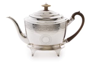 A George III silver teapot and stand, Duncan Urquhart & Naphtali Hart, London, 1801
