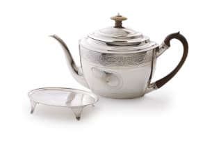 A George III silver teapot and stand, Duncan Urquhart & Naphtali Hart, London, 1801