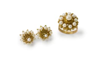 Panamanian mosqueta pearl ring and earrings