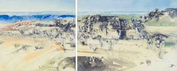 Ulrich Schwanecke; Abstract Landscape with Shrubs, diptych