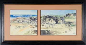 Ulrich Schwanecke; Abstract Landscape with Shrubs, diptych