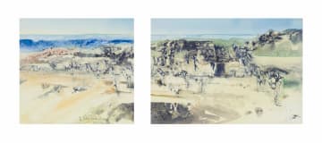 Ulrich Schwanecke; Abstract Landscape with Shrubs, diptych