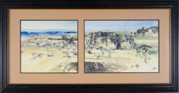 Ulrich Schwanecke; Abstract Landscape with Shrubs, diptych