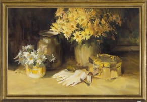 Ruth Squibb; Still Life with Gloves and Daisies