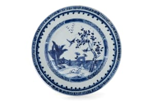 A Chinese blue and white circular dish, Qing Dynasty, 18th century