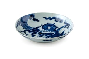 A Chinese blue and white saucer dish, 18th century