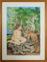 Willem Strydom; Nude and Jackal by a Tree