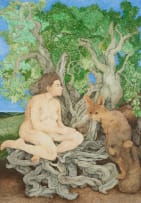 Willem Strydom; Nude and Jackal by a Tree