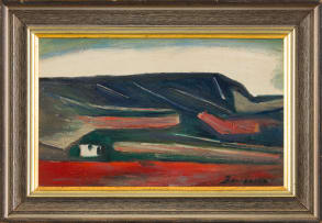 Pranas Domsaitis; Landscape with Dwellings