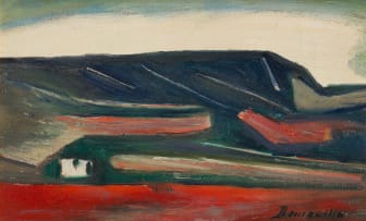 Pranas Domsaitis; Landscape with Dwellings