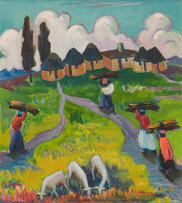 Maggie Laubser; Farm Scene