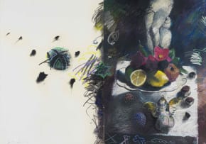 Louis Jansen van Vuuren; Still Life with Fruit and Cherub