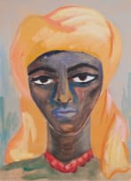 Maggie Laubser; Portrait of a Woman with Headdress and Beads