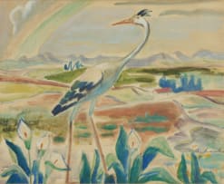 Maggie Laubser; Bird and Arums in a Landscape