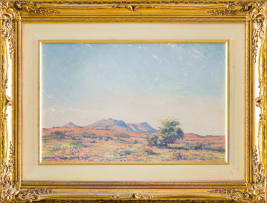 Jacob Hendrik Pierneef; Mountain Landscape with a Tree in the Foreground