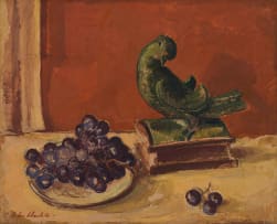 Anton Petrus Hendriks; Still Life with Bird and Grapes