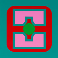 Trevor Coleman; Geometric Abstract in Pink, Red and Green