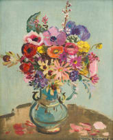 Nerine Desmond; Vase of Flowers