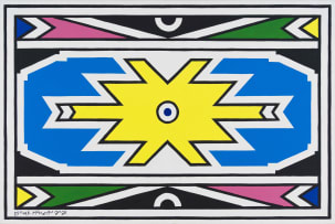 Esther Mahlangu; Ndebele Abstract with Yellow