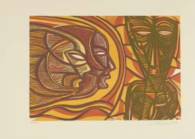 Cecil Skotnes; Two Heads in Profile, from the Man's Gold portfolio