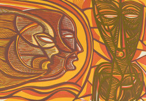 Cecil Skotnes; Two Heads in Profile, from the Man's Gold portfolio