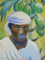 Maggie Laubser; Portrait of Boy under Paw-Paw Tree