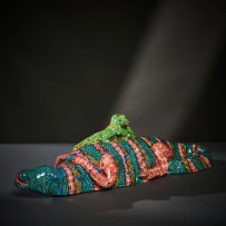 Ardmore Ceramic Studio; Crocodile and lizard sculpture
