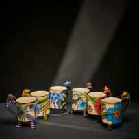 Ardmore Ceramic Studio; Set of six animal mugs