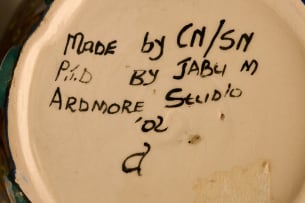 Ardmore Ceramic Studio; Lizard vase with handles