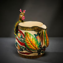 Ardmore Ceramic Studio; Zebra milk jug with leaves