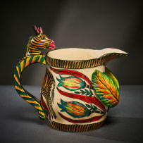 Ardmore Ceramic Studio; Zebra milk jug with leaves