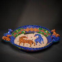 Ardmore Ceramic Studio; Orange and blue zebra platter